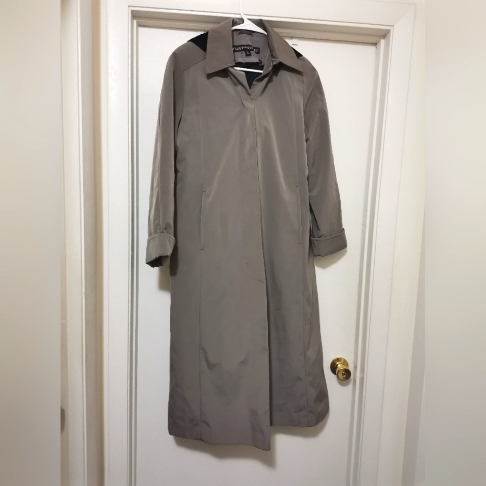 Vintage Fleet Street Olive Green Overcoat Trench Coat Long Jacket,